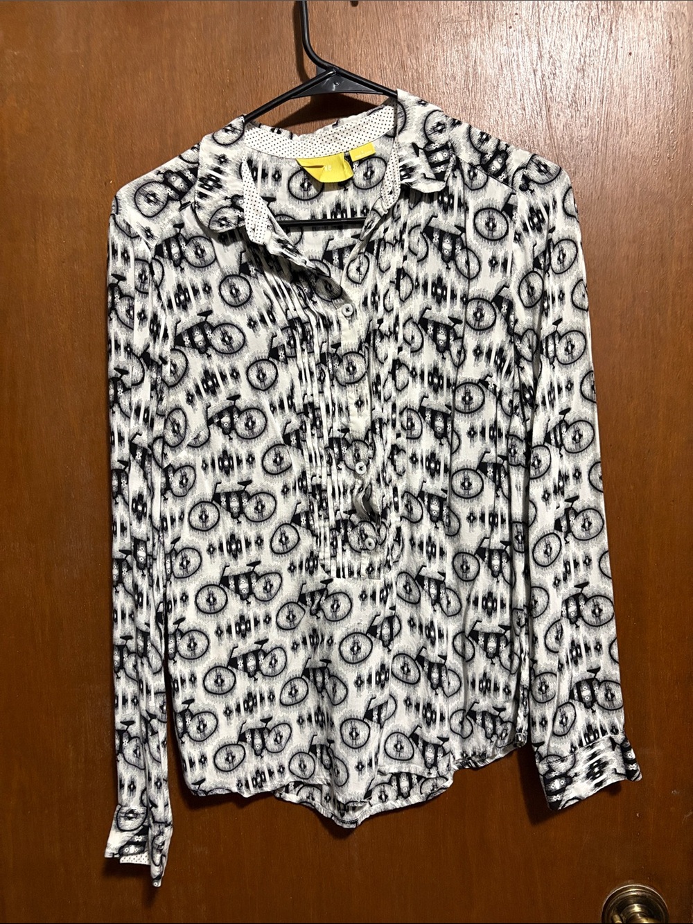 Maeve Black and White Printed Button-Down Shirt
